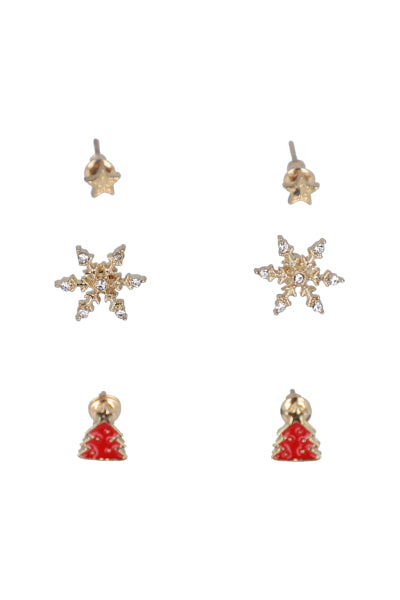 3 Pr Aretes Copo Navidad ORO