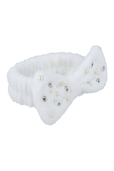 Valerina peluche moño brillos BLANCO