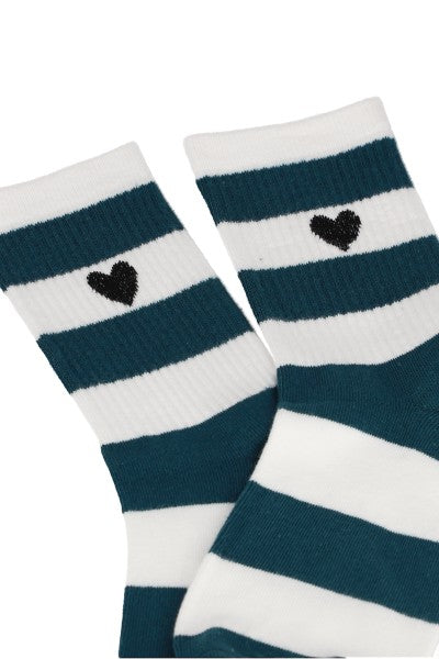 Bicolor Socks Heart Green hunter