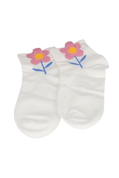 Flower design socks WHITE