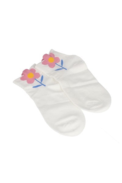 Flower design socks WHITE