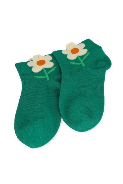 Flower design socks Green hunter