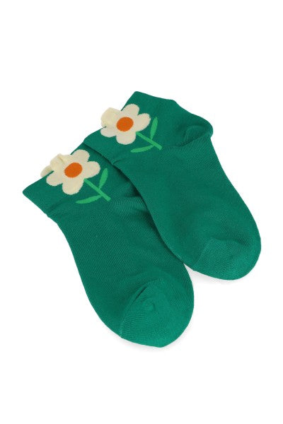 Flower design socks Green hunter