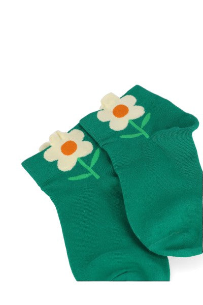 Flower design socks Green hunter