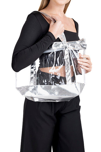 Bolsa shopper transparente PLATA