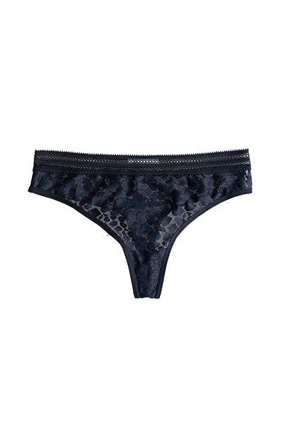 Tanga mesh animal print NEGRO