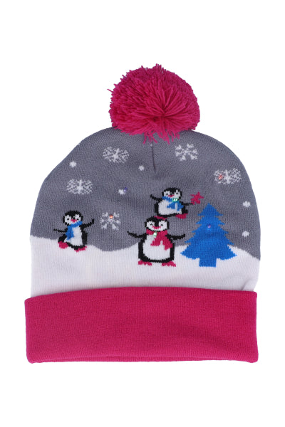 Gorro beanie navideño luces GRIS