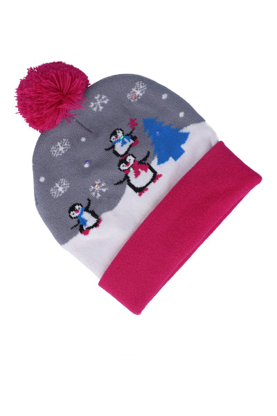 Gorro beanie navideño luces GRIS