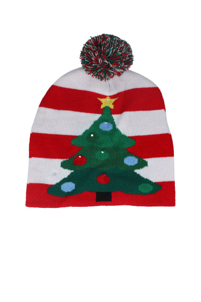 Gorro beanie navideño luces ROJO