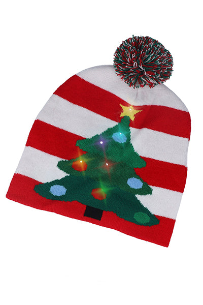 Gorro beanie navideño luces ROJO