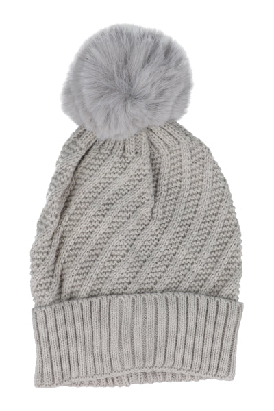 Gorro tejido espiral acanalado BEIGE