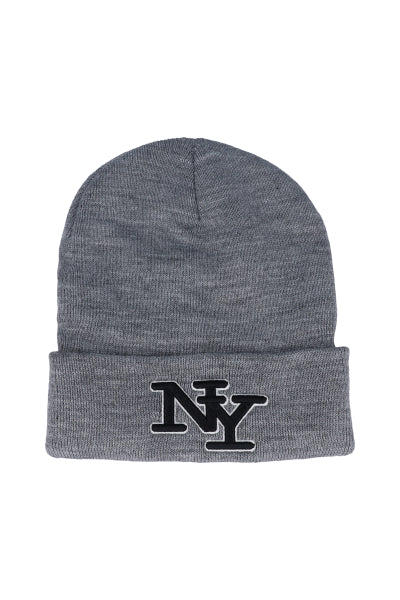 Beanie tejido acanalado parche GRIS