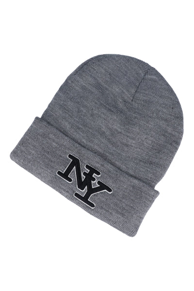 Beanie tejido acanalado parche GRIS