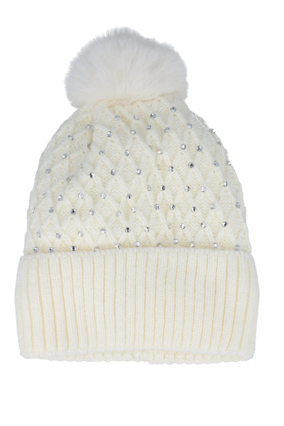 Gorro tejido rombos BLANCO