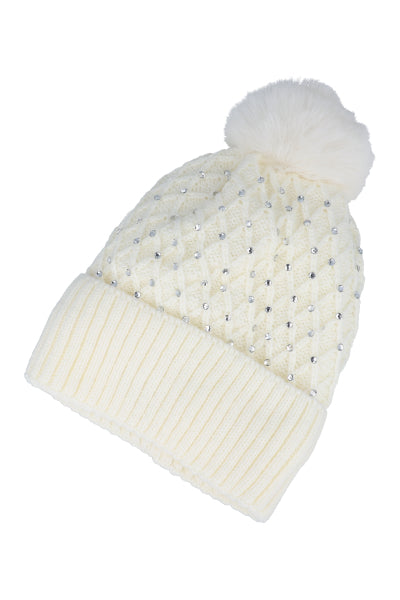 Gorro tejido rombos BLANCO