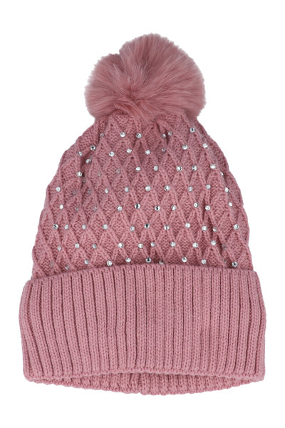 Gorro tejido rombos ROSA