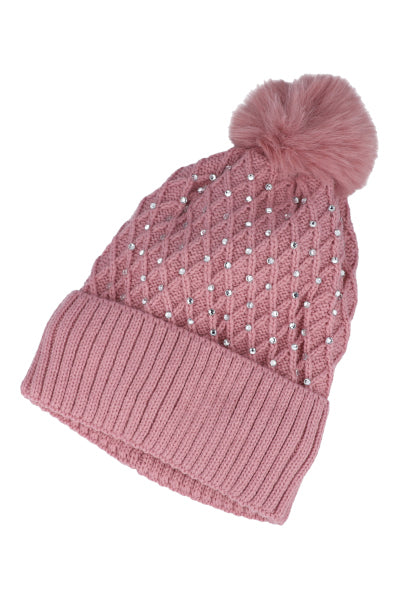 Gorro tejido rombos ROSA