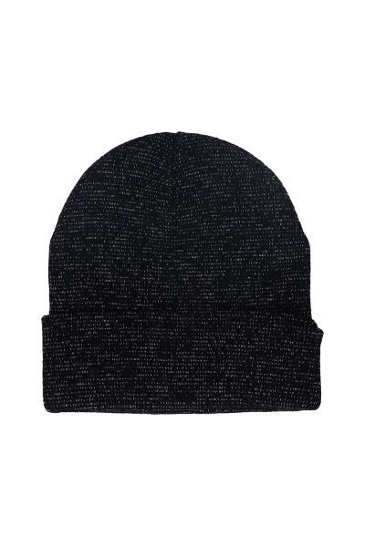 Gorro tejido acanalado jaspeado NEGRO