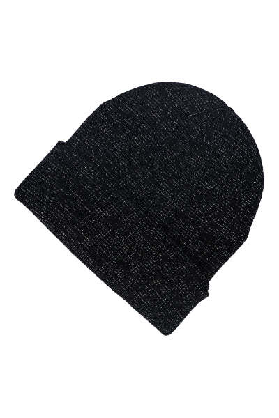 Gorro tejido acanalado jaspeado NEGRO