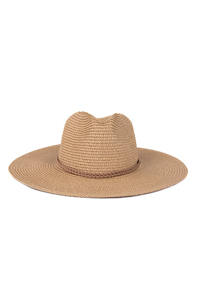 Sombrero fedora cinta trenzada TAN