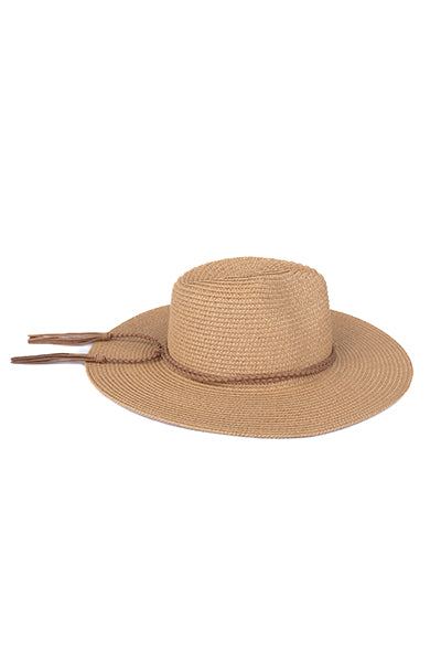 Sombrero fedora cinta trenzada TAN