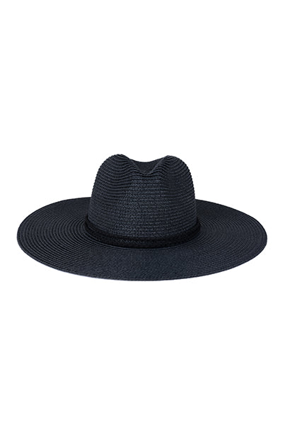 Sombrero fedora cinta trenzada NEGRO