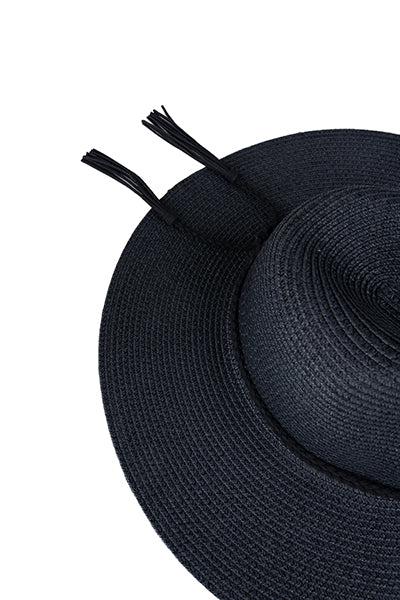 Sombrero fedora cinta trenzada NEGRO