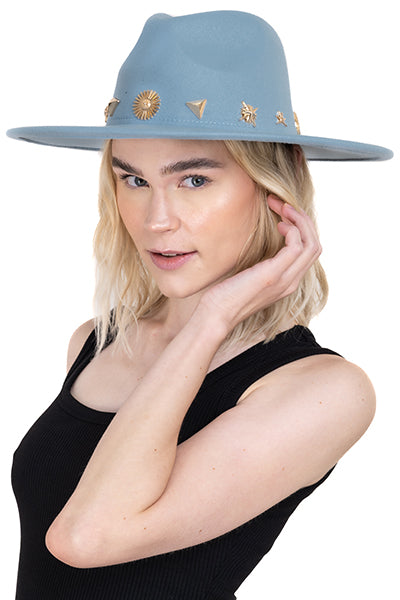 Sombrero fedora aplicaciones AZUL CIELO