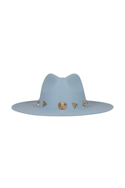 Sombrero fedora aplicaciones AZUL CIELO