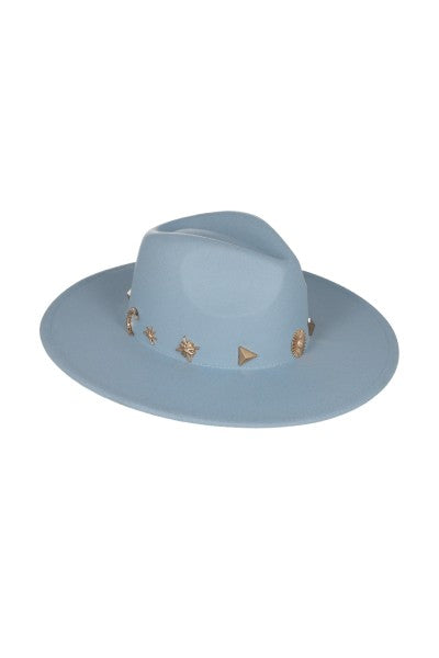 Sombrero fedora aplicaciones AZUL CIELO