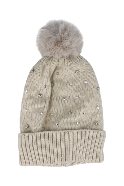 Gorro tejido brillos BEIGE