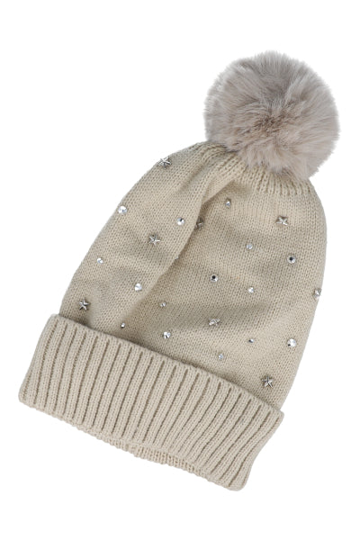 Gorro tejido brillos BEIGE