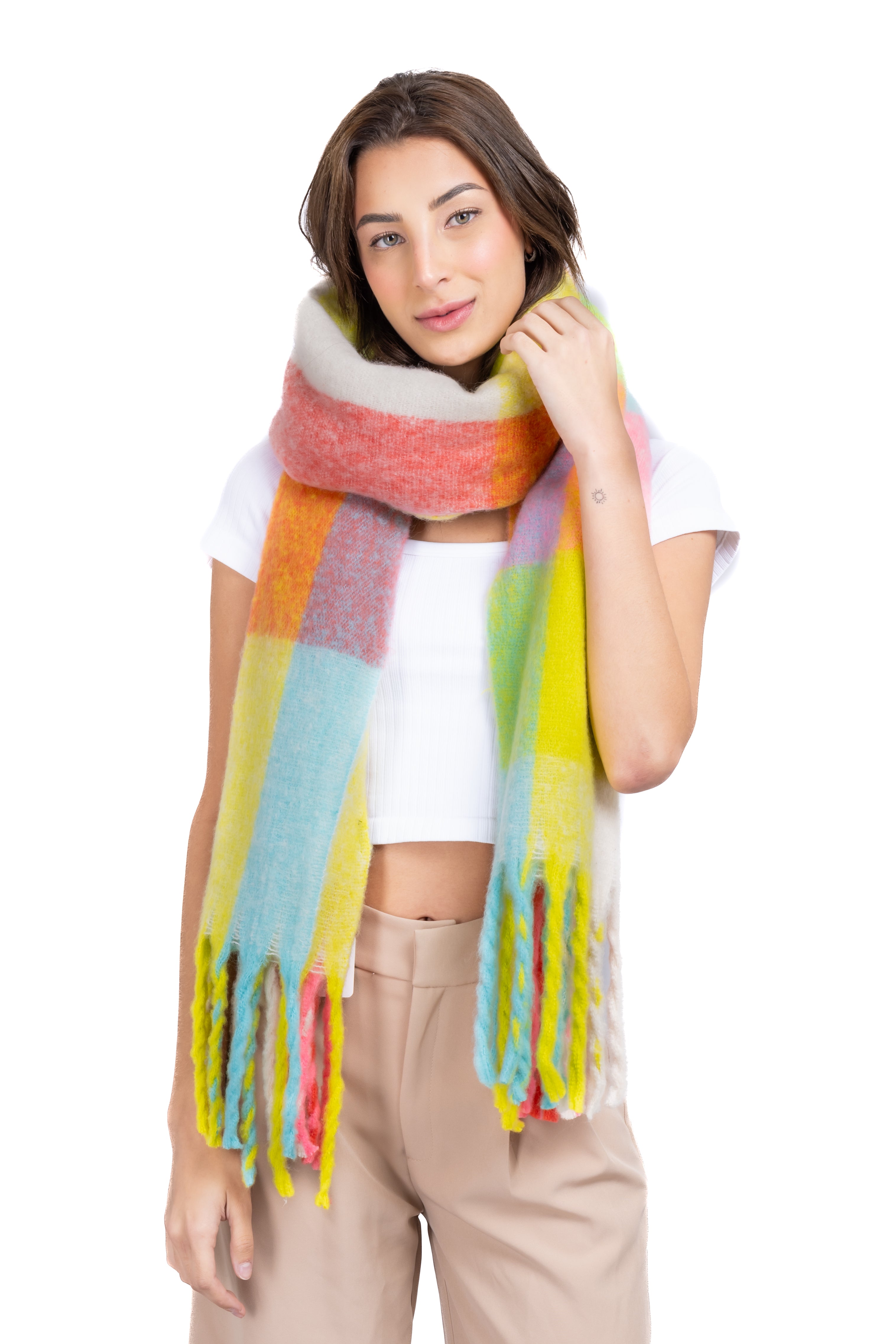 Bufanda cuadros multicolor MULTICOLOR