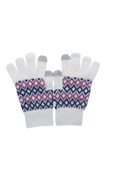 Guantes tejido rombos BLANCO