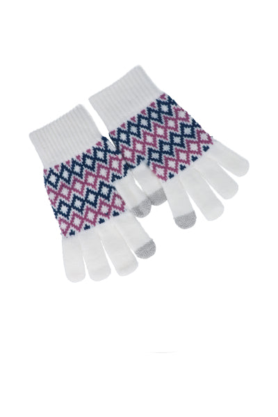 Guantes tejido rombos BLANCO