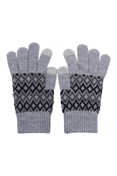 Guantes tejido rombos GRIS