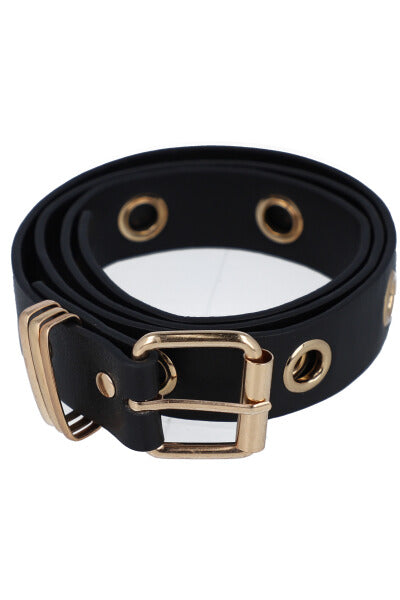 CINTURON DELGADO EYELETS ORO