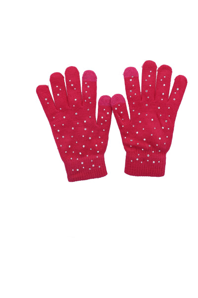 Guantes tejidos brillos ROSA