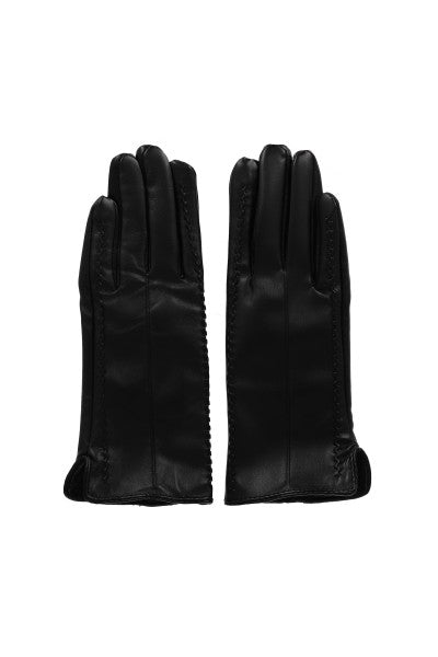 Guantes efecto piel trenzas NEGRO