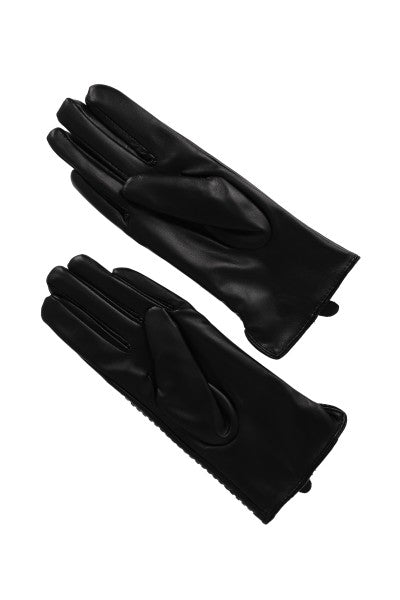 Guantes efecto piel trenzas NEGRO