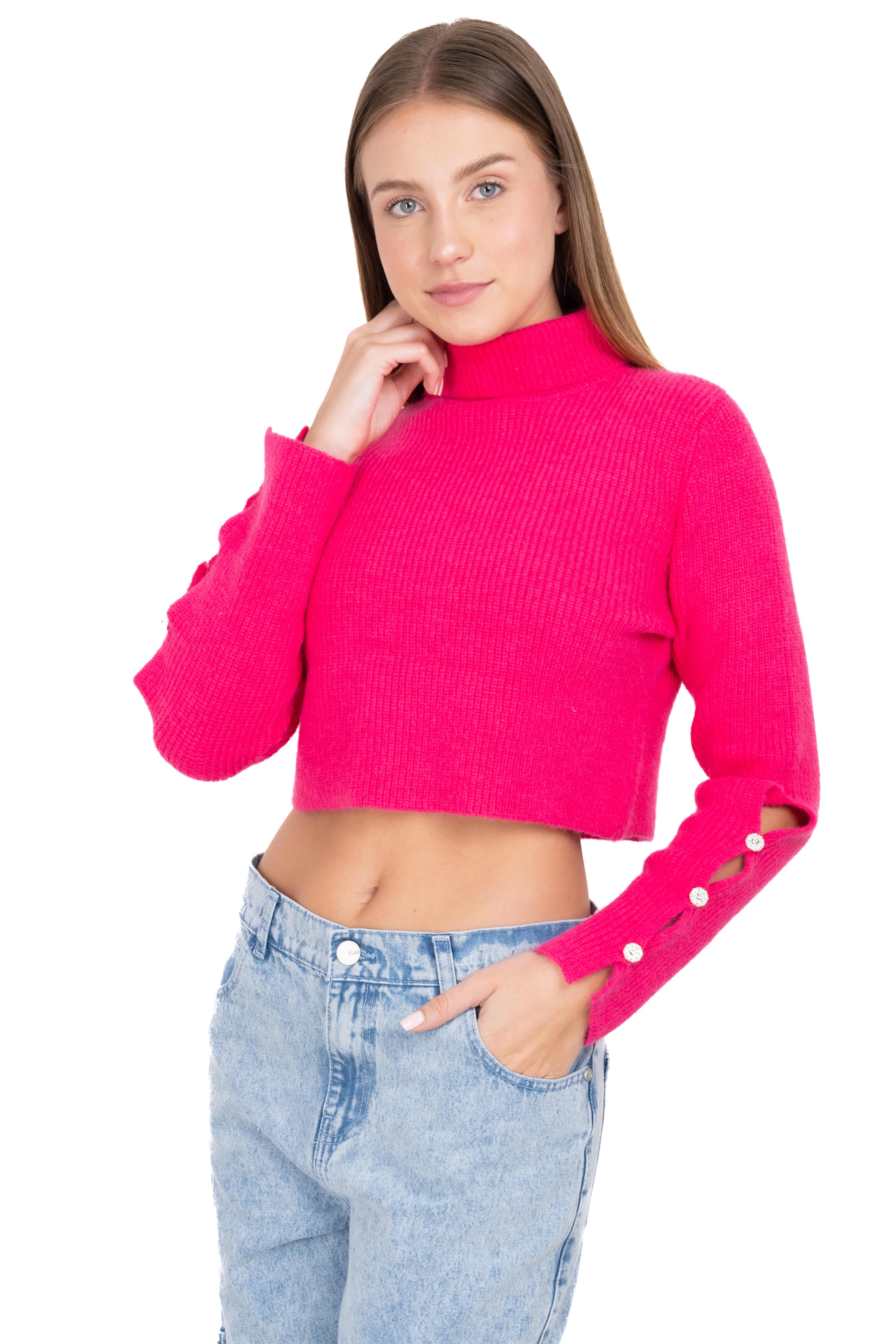 High neck localed sweater Fiusha