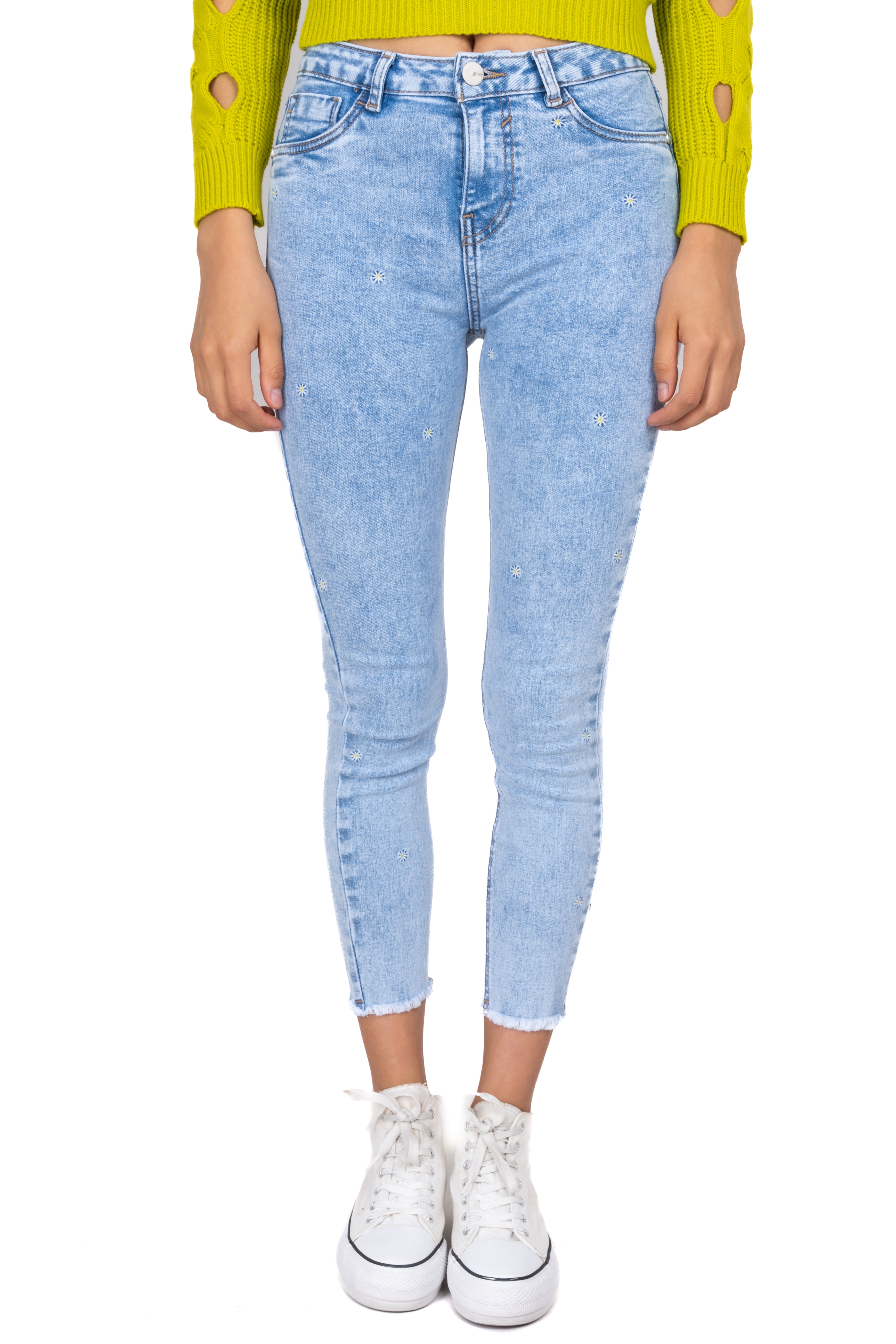 Jeans skinny bordado margaritas ACID LIGHT