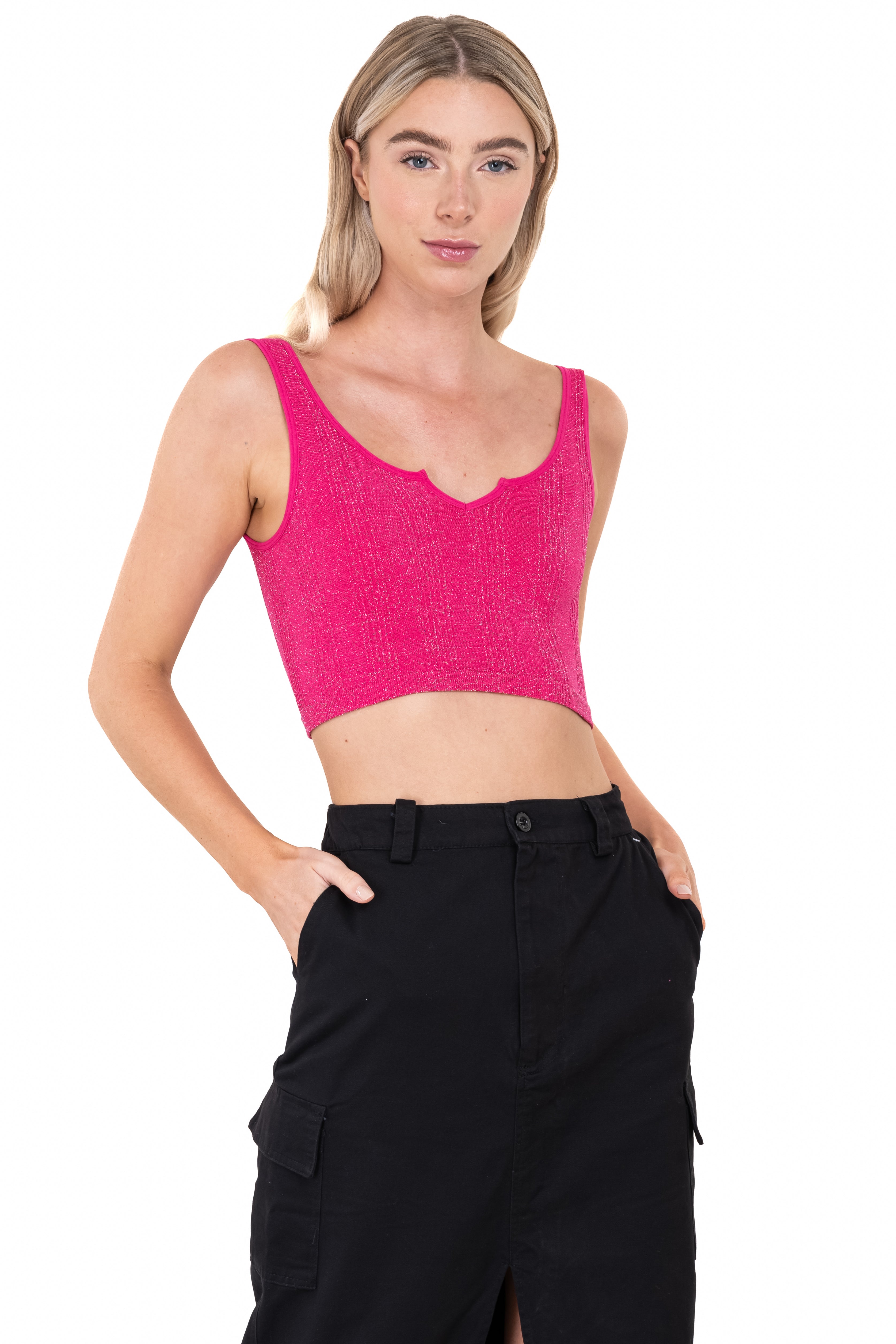 Top with Lurex without seam PINK