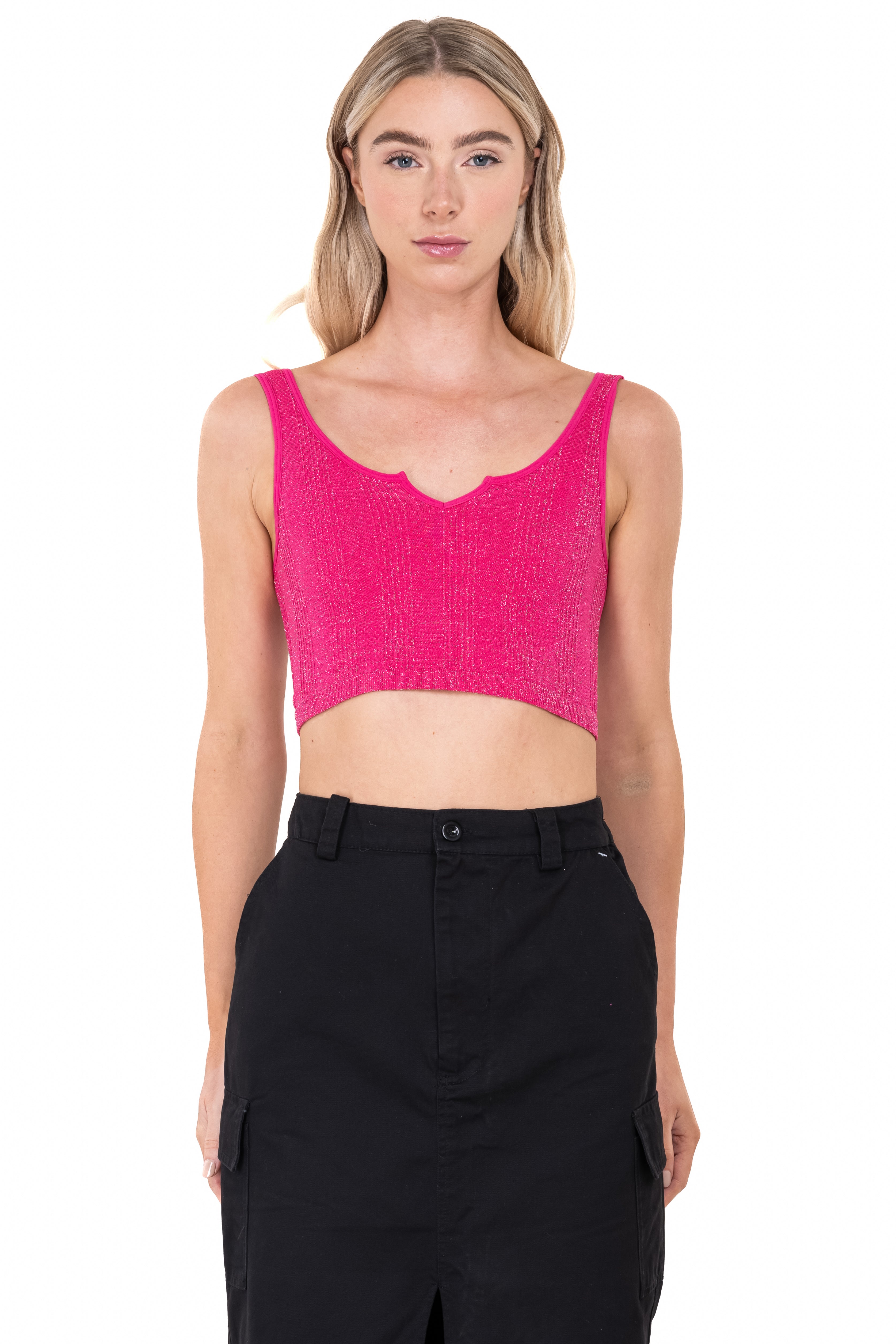 Top with Lurex without seam PINK