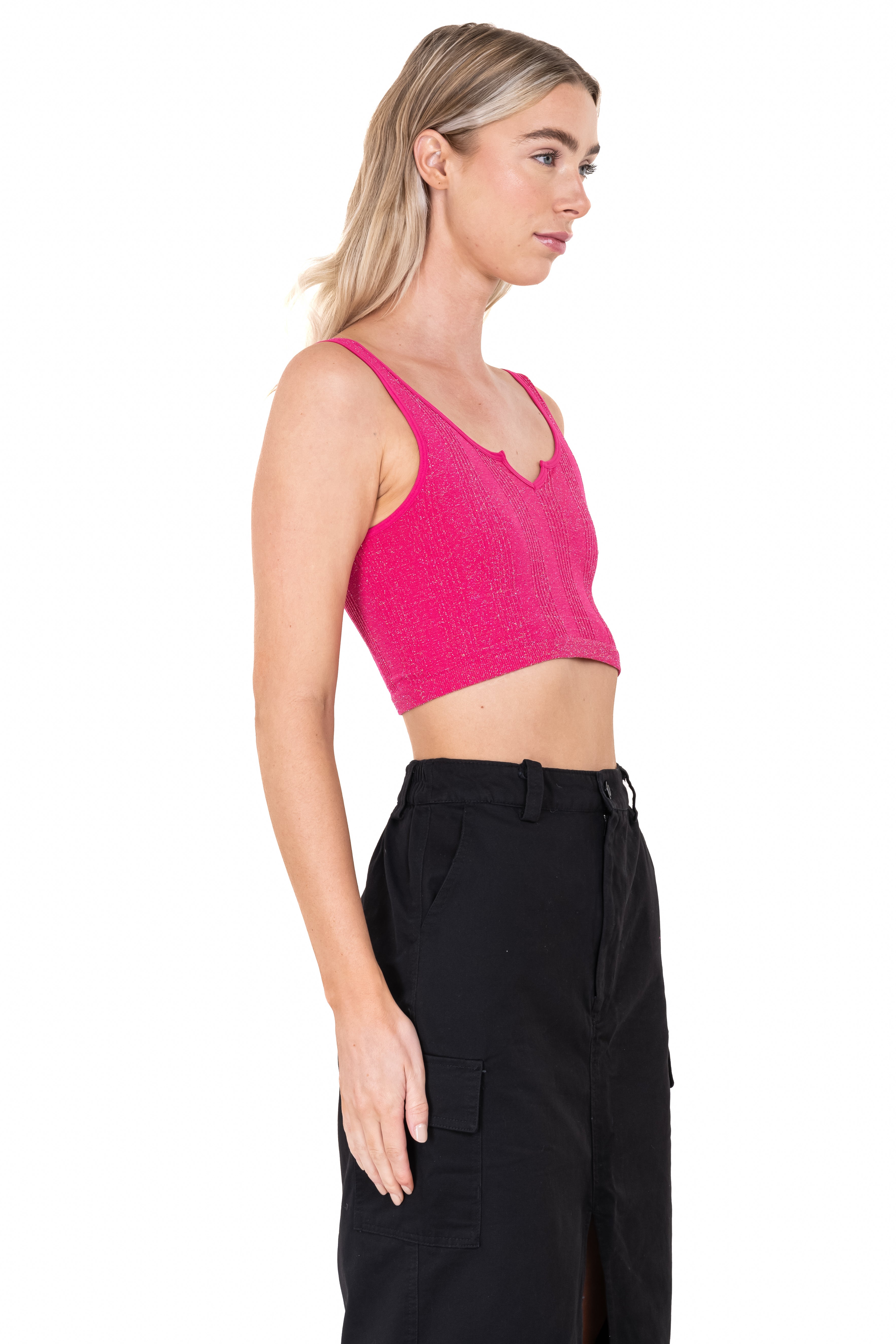 Top with Lurex without seam PINK