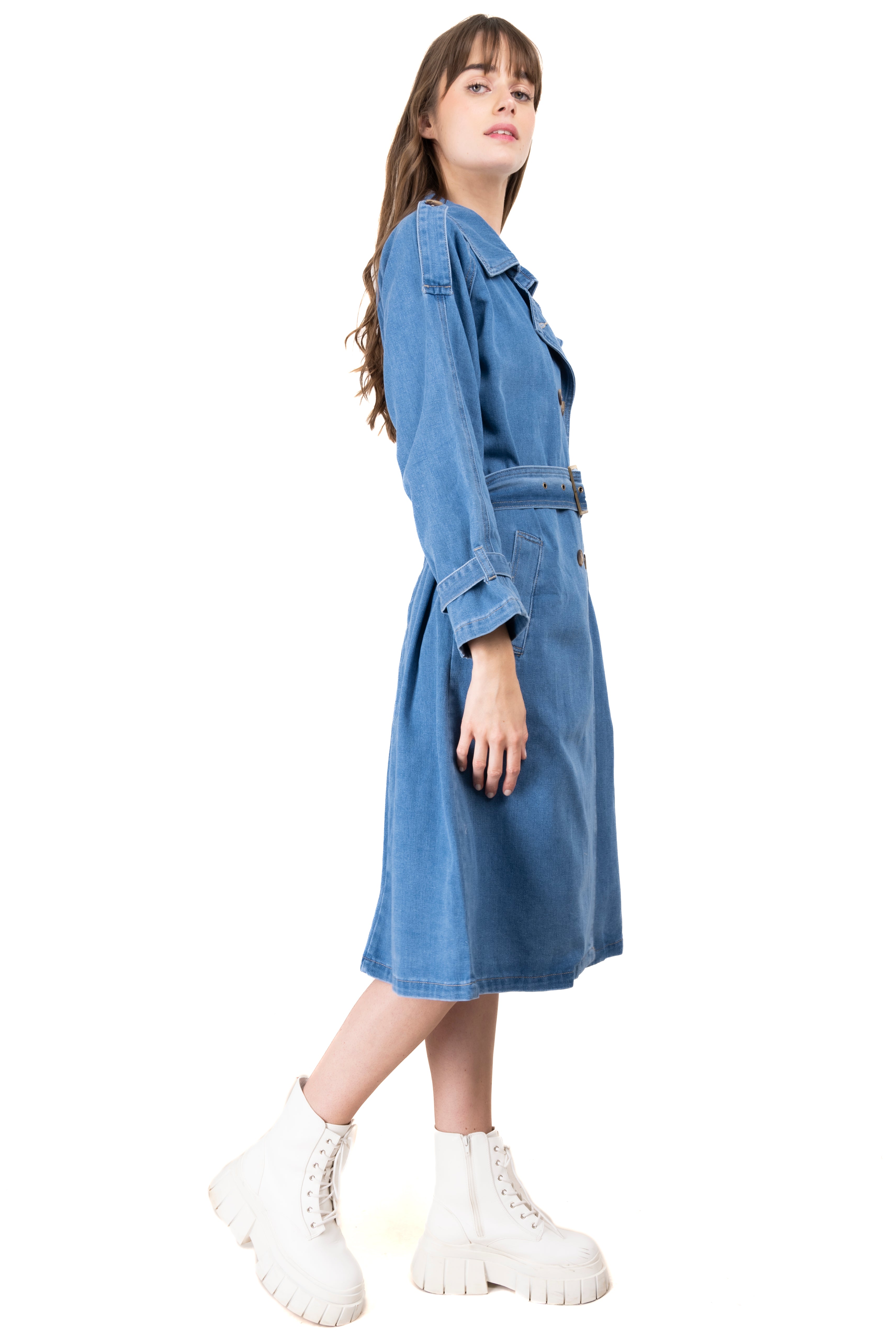 Gabardina maxi denim MEDIUM WASH