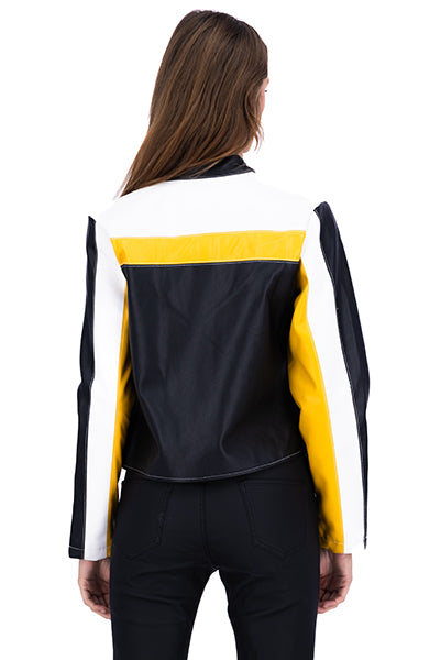 CROP Biker Leather Effect Combo yellow