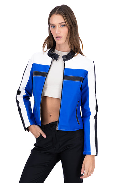 CROP Biker Leather Effect Combo blue