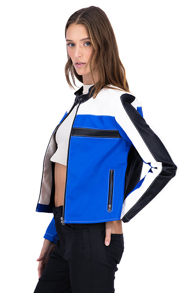 CROP Biker Leather Effect Combo blue