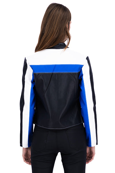 CROP Biker Leather Effect Combo blue